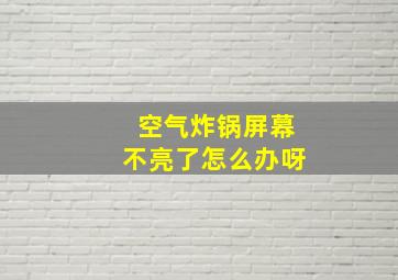 空气炸锅屏幕不亮了怎么办呀