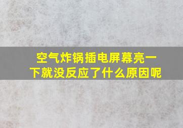 空气炸锅插电屏幕亮一下就没反应了什么原因呢