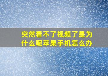 突然看不了视频了是为什么呢苹果手机怎么办