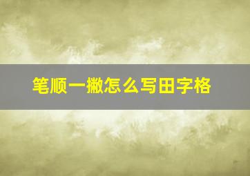 笔顺一撇怎么写田字格