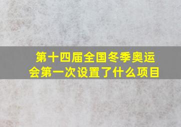 第十四届全国冬季奥运会第一次设置了什么项目