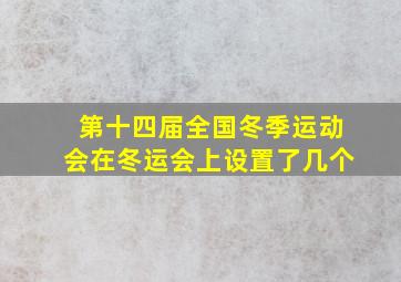 第十四届全国冬季运动会在冬运会上设置了几个