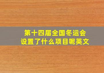 第十四届全国冬运会设置了什么项目呢英文