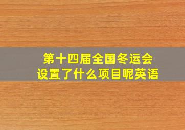 第十四届全国冬运会设置了什么项目呢英语