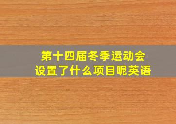 第十四届冬季运动会设置了什么项目呢英语