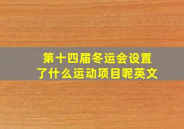 第十四届冬运会设置了什么运动项目呢英文