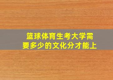 篮球体育生考大学需要多少的文化分才能上