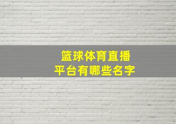 篮球体育直播平台有哪些名字