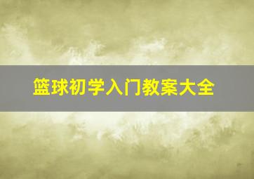 篮球初学入门教案大全