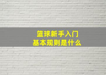 篮球新手入门基本规则是什么