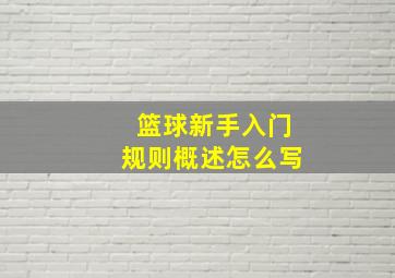 篮球新手入门规则概述怎么写