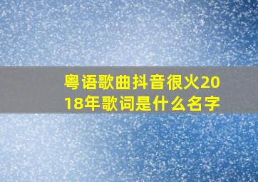 粤语歌曲抖音很火2018年歌词是什么名字