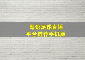 粤语足球直播平台推荐手机版