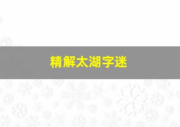 精解太湖字迷