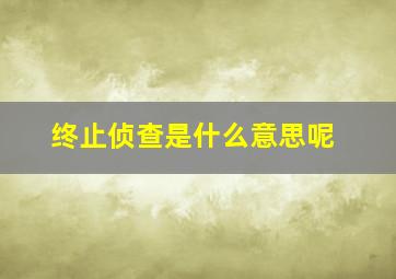 终止侦查是什么意思呢