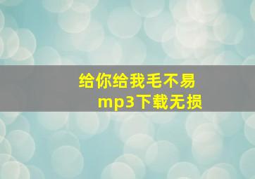 给你给我毛不易mp3下载无损