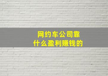 网约车公司靠什么盈利赚钱的