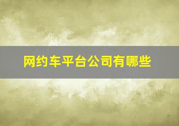 网约车平台公司有哪些