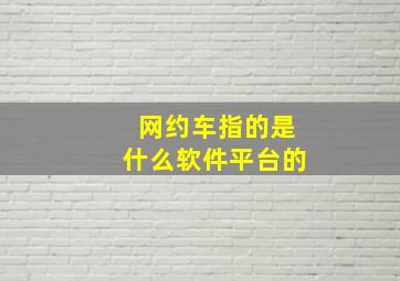 网约车指的是什么软件平台的