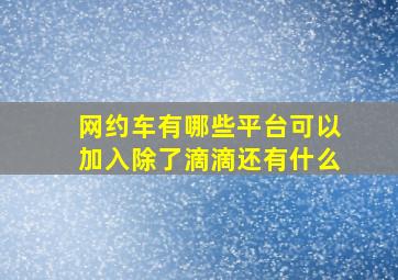 网约车有哪些平台可以加入除了滴滴还有什么