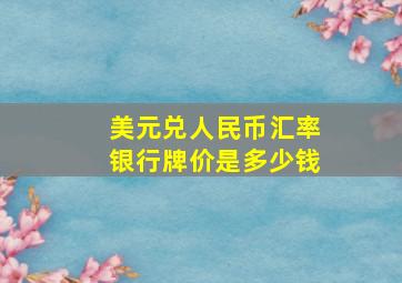 美元兑人民币汇率银行牌价是多少钱