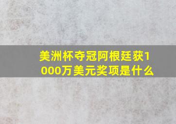 美洲杯夺冠阿根廷获1000万美元奖项是什么