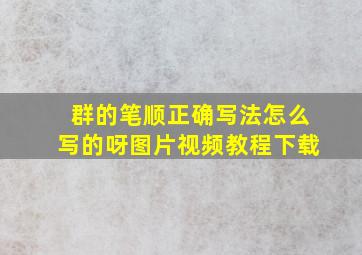 群的笔顺正确写法怎么写的呀图片视频教程下载