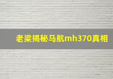 老梁揭秘马航mh370真相