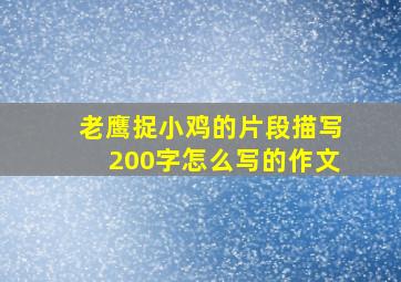 老鹰捉小鸡的片段描写200字怎么写的作文