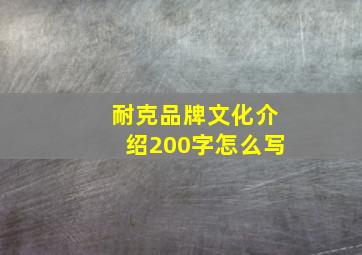 耐克品牌文化介绍200字怎么写