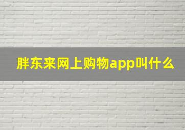 胖东来网上购物app叫什么