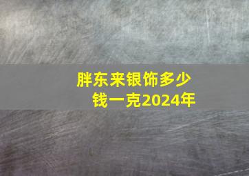 胖东来银饰多少钱一克2024年