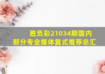 胜负彩21034期国内部分专业媒体复式推荐总汇