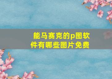 能马赛克的p图软件有哪些图片免费