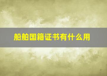 船舶国籍证书有什么用