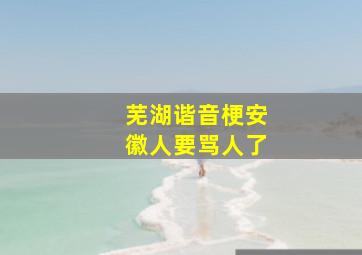 芜湖谐音梗安徽人要骂人了