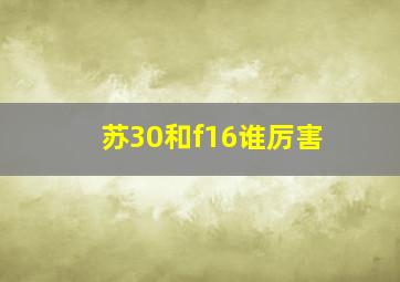 苏30和f16谁厉害