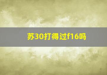 苏30打得过f16吗