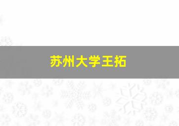 苏州大学王拓