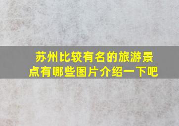 苏州比较有名的旅游景点有哪些图片介绍一下吧