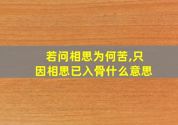 若问相思为何苦,只因相思已入骨什么意思