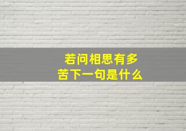 若问相思有多苦下一句是什么