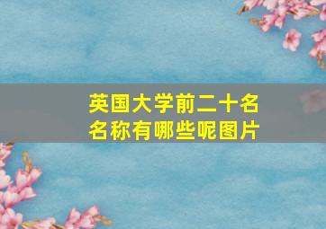 英国大学前二十名名称有哪些呢图片