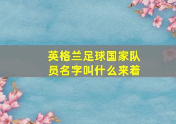 英格兰足球国家队员名字叫什么来着