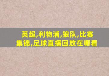 英超,利物浦,狼队,比赛集锦,足球直播回放在哪看