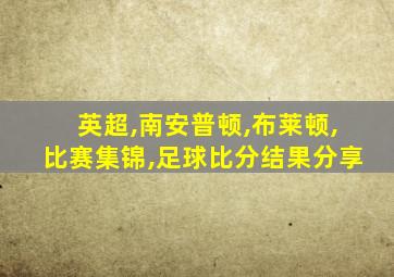 英超,南安普顿,布莱顿,比赛集锦,足球比分结果分享