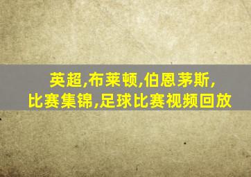 英超,布莱顿,伯恩茅斯,比赛集锦,足球比赛视频回放