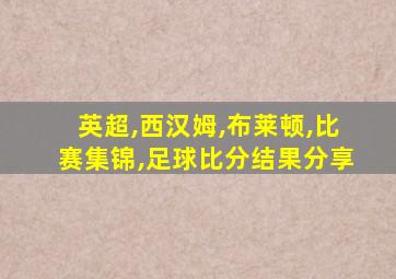 英超,西汉姆,布莱顿,比赛集锦,足球比分结果分享