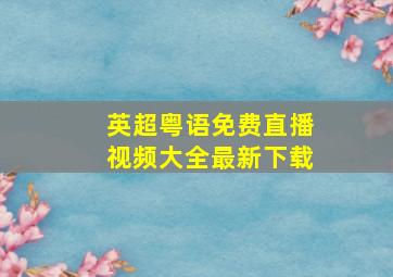 英超粤语免费直播视频大全最新下载