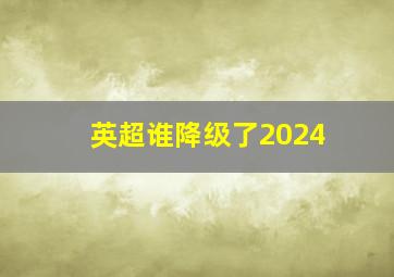 英超谁降级了2024